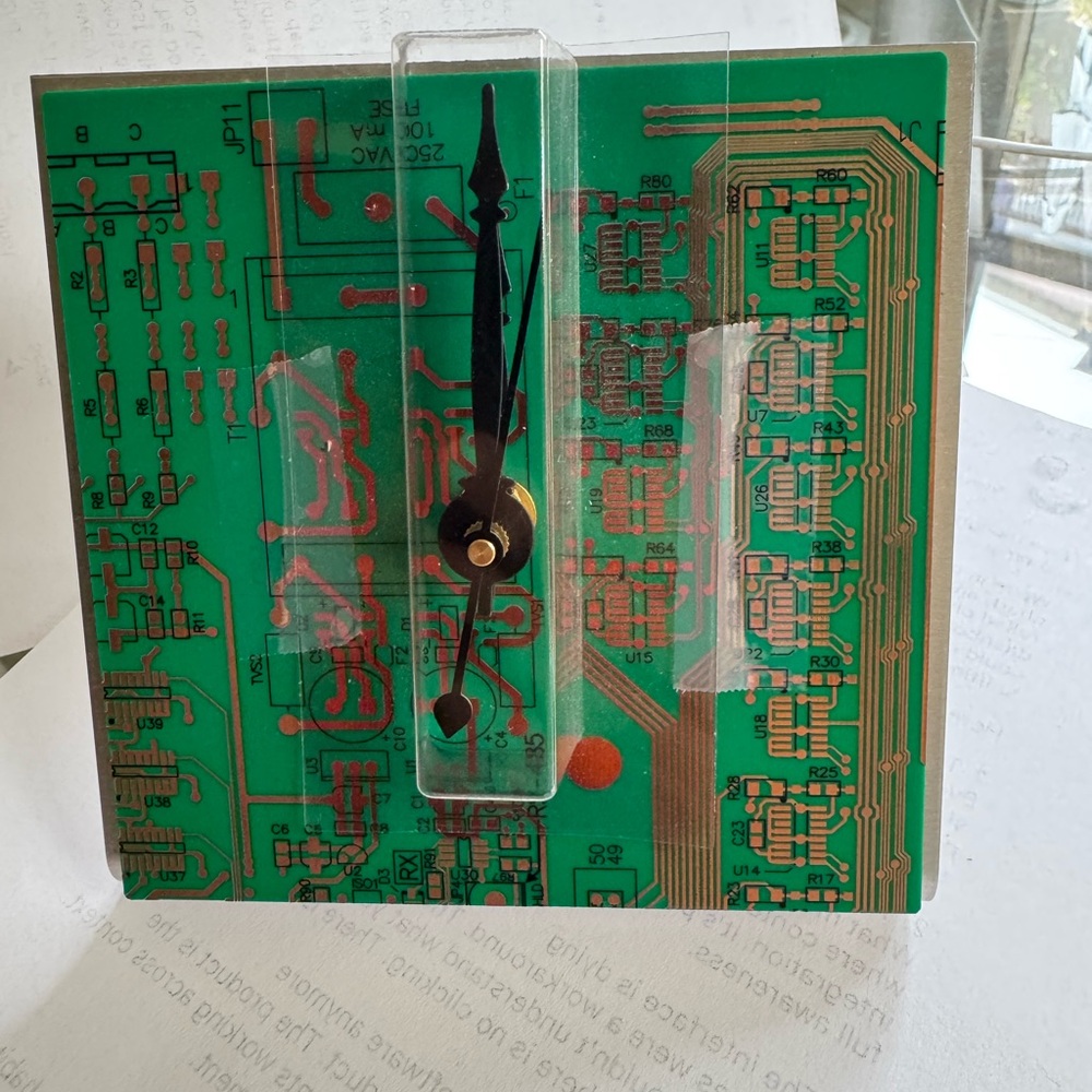NWT Green Circuit Board free-standing Clock
